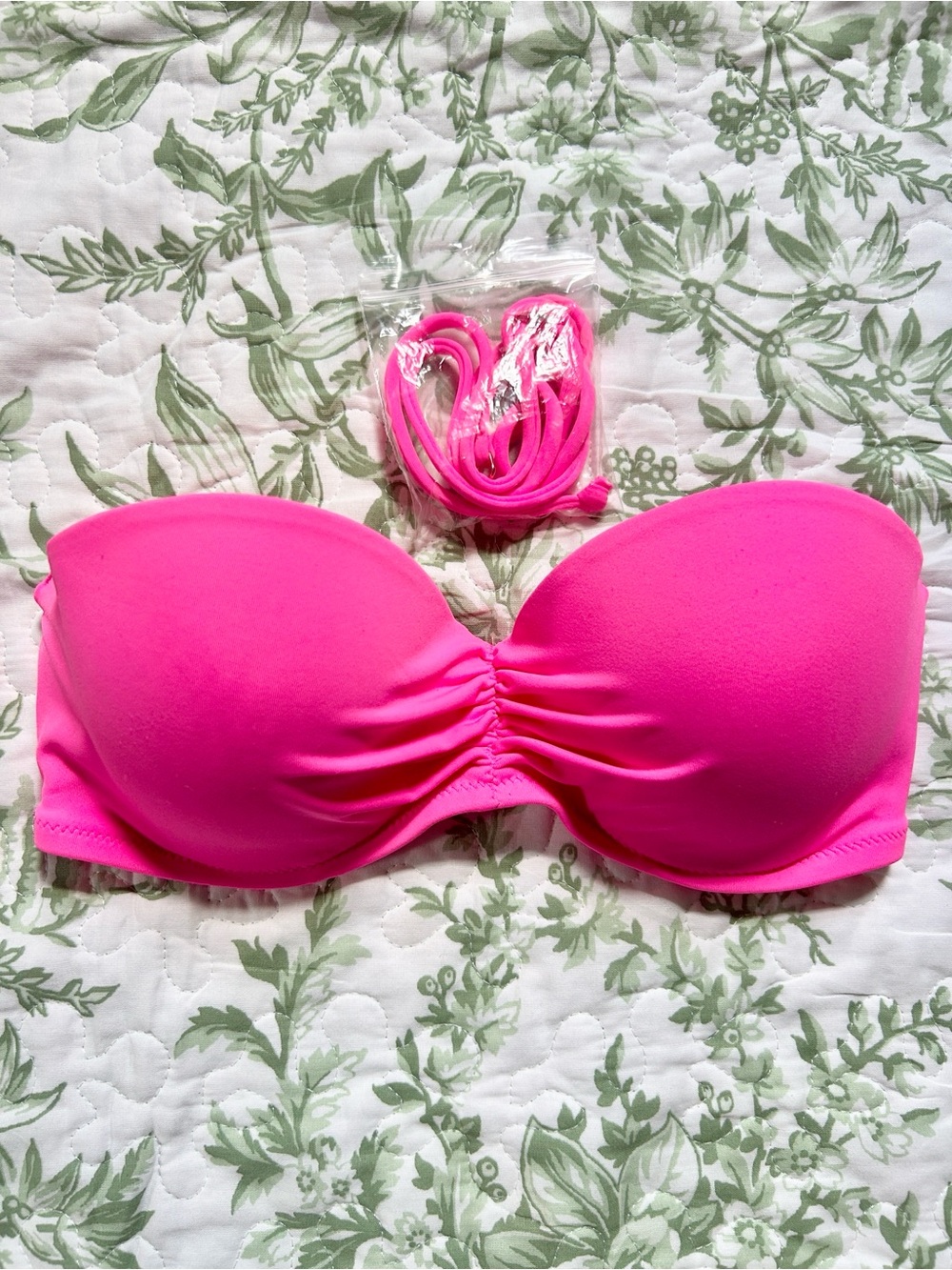 Victoria's Secret Neon Pink Strapless Bikini Top